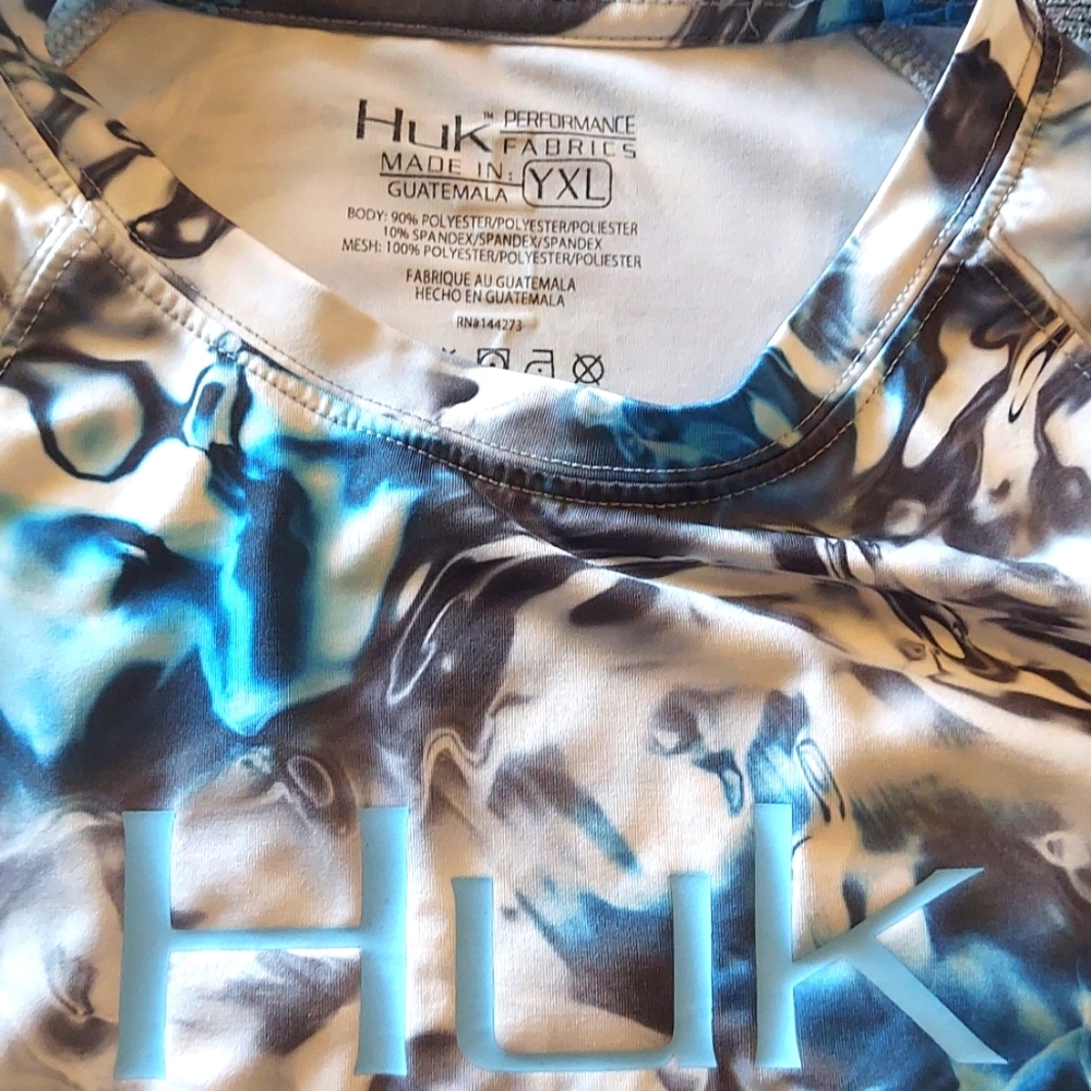 Blue and White Huk Fishing long sleeve